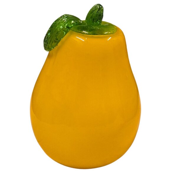 Glass Pear Handcrafted Yellow Green Fruit Figurine Sculpture 4 Inch - Picture 4 of 16